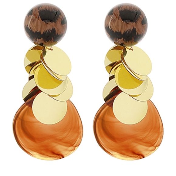 Acrylic & Metal Disc Fringe Earrings - Picture 1 of 1